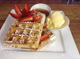 Waffles with fresh strawberries, Coffee Star Cafe - Rockhampton
