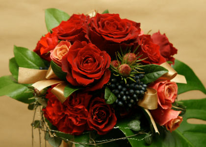 If you're wanting to be romantic, nothing can beat a bouquet of red roses!