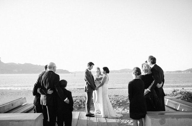 Black and white wedding ceremony picture