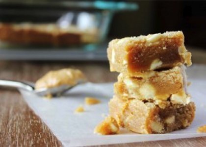 Peanut Butter White Chocolate Blondies are quite a mouthful