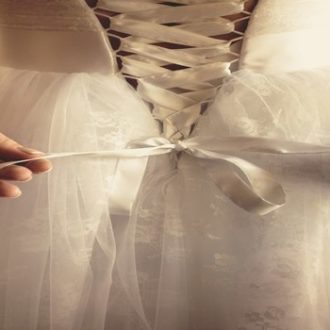 Corset-backed wedding dress