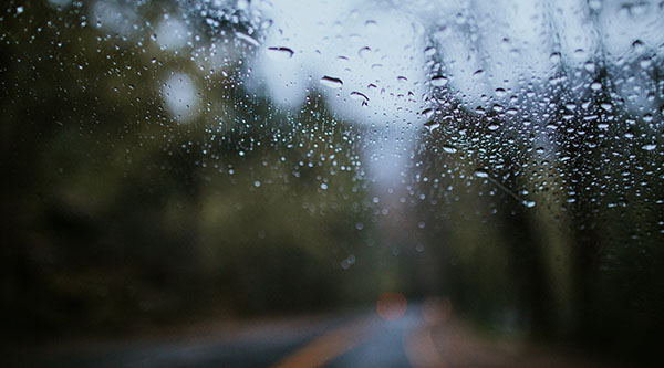 Rain drops on car windscreen