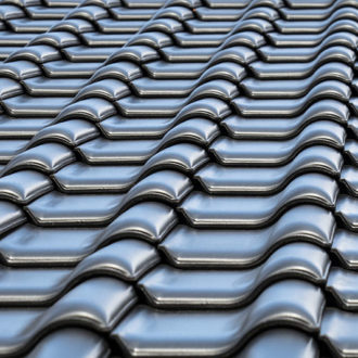 Grey metal roof tiles
