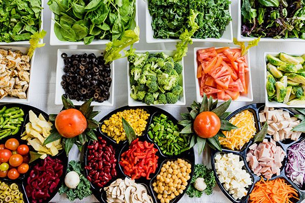 Salad bar with colourful vegetables