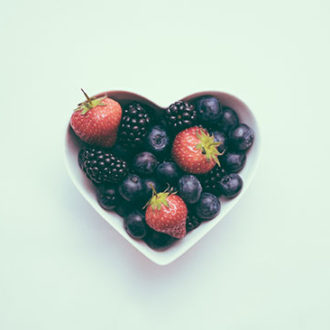 Heart shaped bowl of fruit