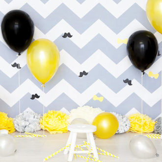 black and yellow party themed balloons