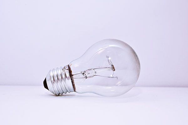 lightbulb laying on table