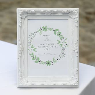 wedding gift table sign with decoration
