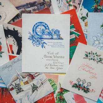 pile of christmas greeting cards