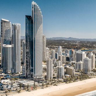 view of surfers paradise from the ocean